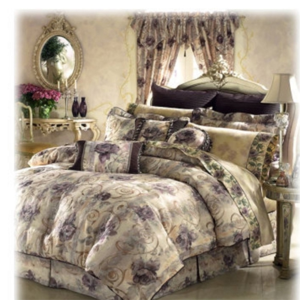 Croscill Purple and Cream Floral pillow